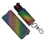 Rainbow Rhinestones Mini Stun Gun and Pepper Spray Combo for Self Defense