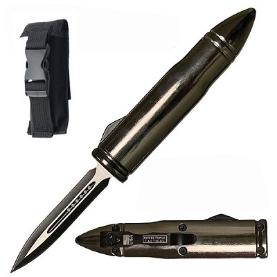 50 CAL Black Bullet Handle Out Of The Front OTF Automatic Knife 